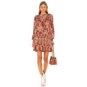 Free People Red/Cream Boho Floral Heartbeats Mini Dress